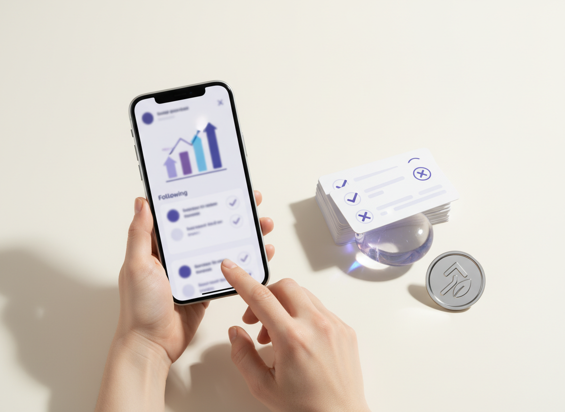 Clean Your Following List Without Losing Credibility: Clean professional photography, organized elements representing prac...