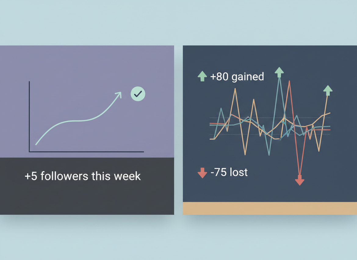 What Instagram Insights Tracks and What It Misses: A split-screen comparison graphic showing two views of the same data. O...