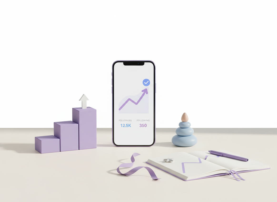 Instagram Followers vs Following: Ratio Guide: Clean professional photography, organized elements representing practical a...