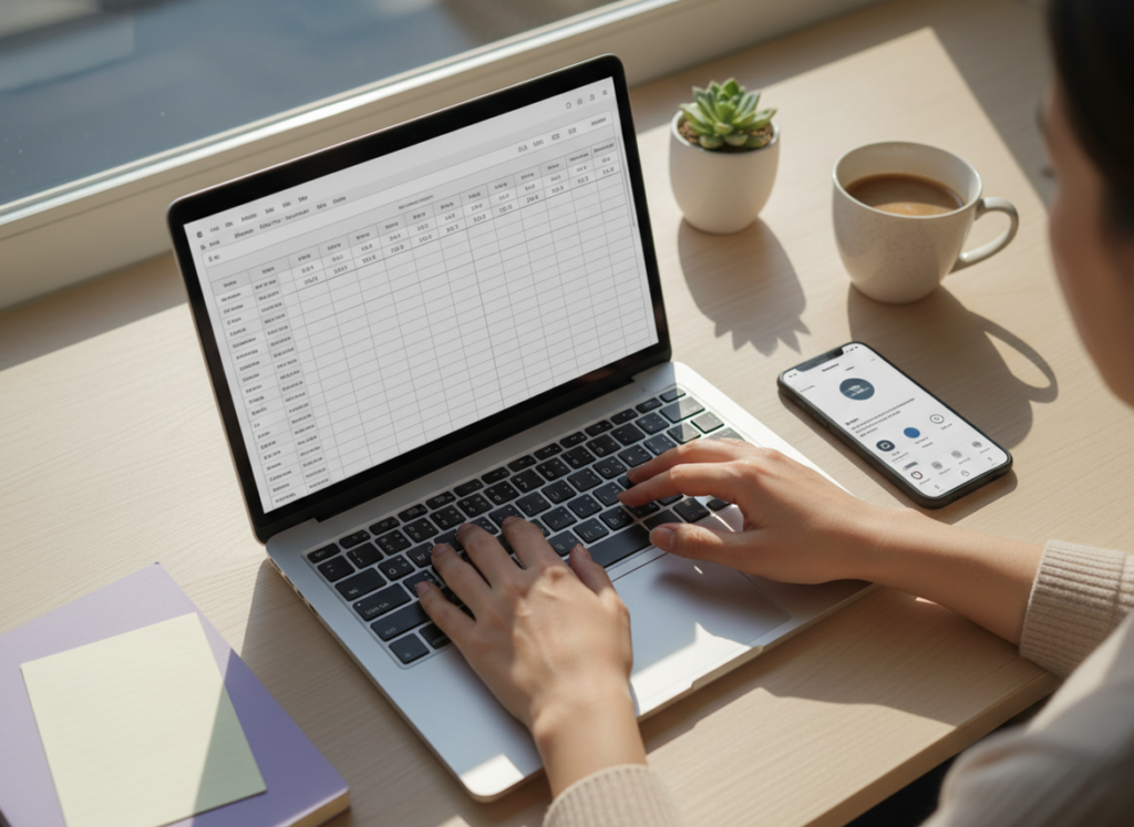 When Manual Tracking Still Makes Sense: Professional lifestyle photography, overhead shot of a person's hands with short