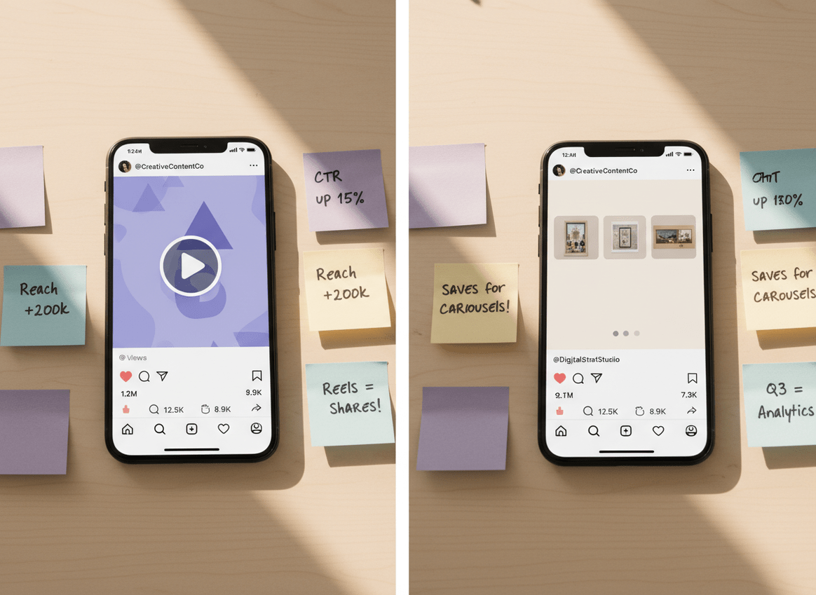 Hidden Instagram Follower Insights Using Reports Apps: A split-screen style photograph showing two different Instagram con...