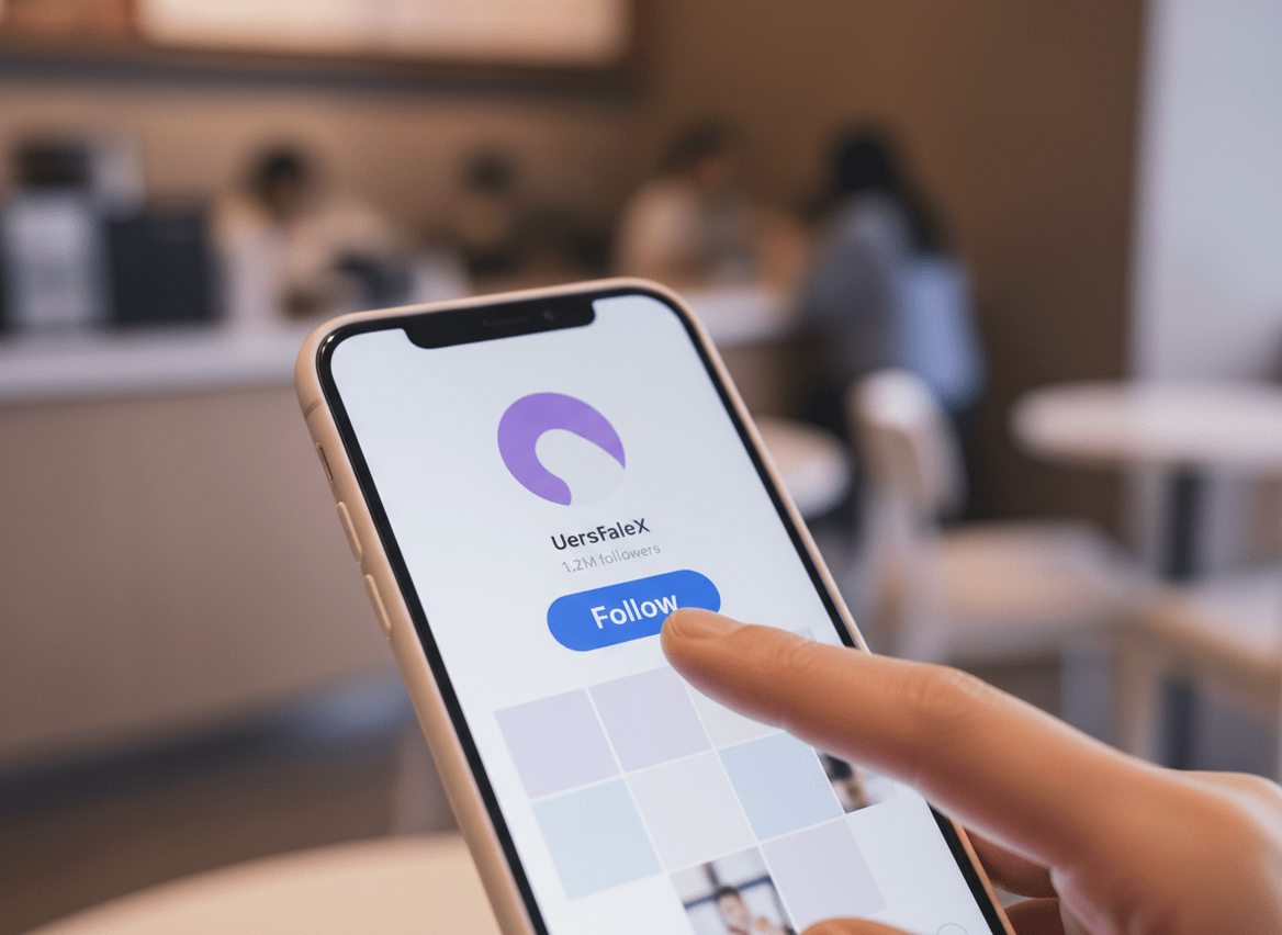 Why Your Ex Follows New People: A highly detailed macro shot of a finger hovering over a blue 'Follow' button on