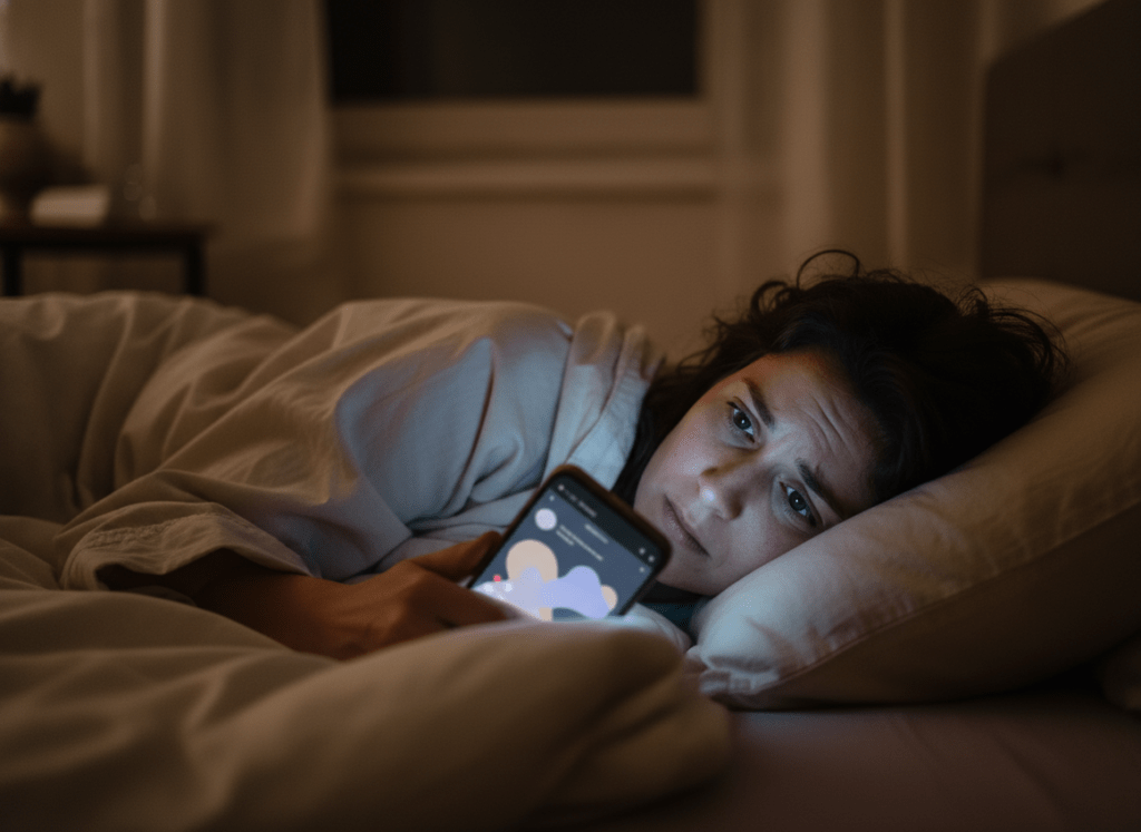 Can Someone See If You View Their Instagram Profile?: A person lying in bed at night, face illuminated by the soft blue gl...